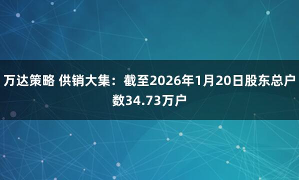 万达策略 供销大集：截至2026年1月20日股东总户数34.73万户